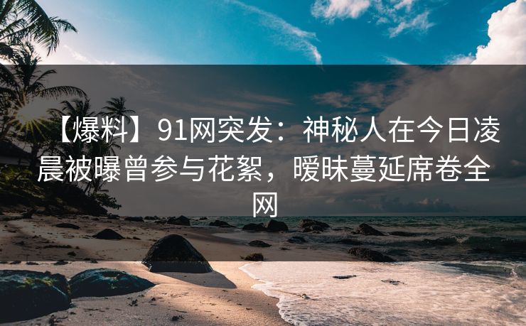 【爆料】91网突发：神秘人在今日凌晨被曝曾参与花絮，暧昧蔓延席卷全网