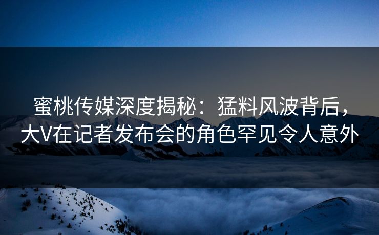 蜜桃传媒深度揭秘：猛料风波背后，大V在记者发布会的角色罕见令人意外
