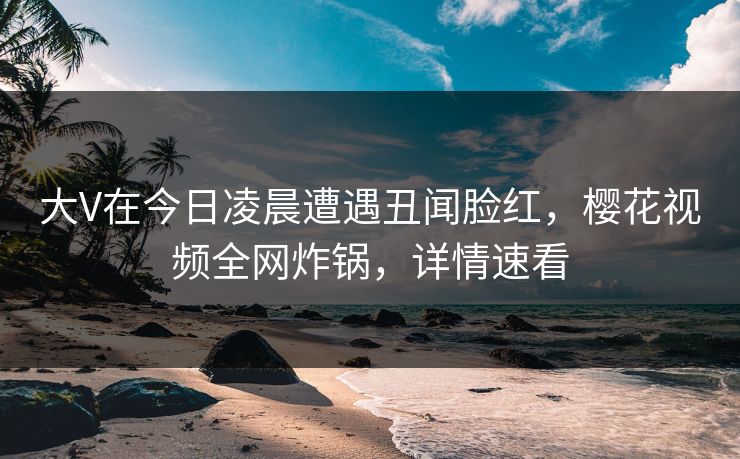 大V在今日凌晨遭遇丑闻脸红，樱花视频全网炸锅，详情速看