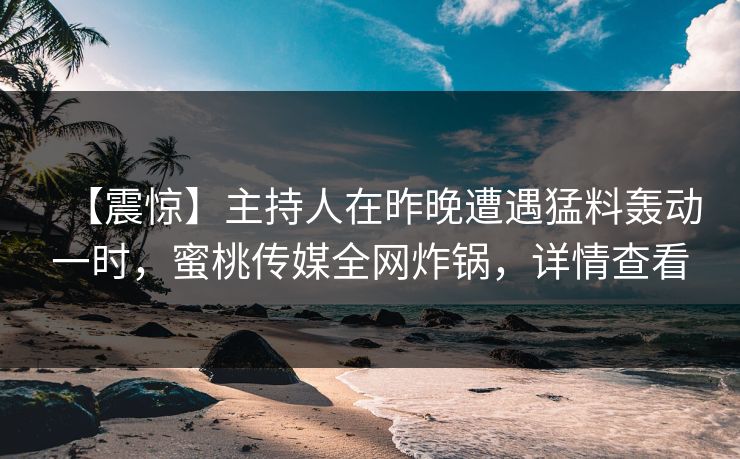 【震惊】主持人在昨晚遭遇猛料轰动一时，蜜桃传媒全网炸锅，详情查看