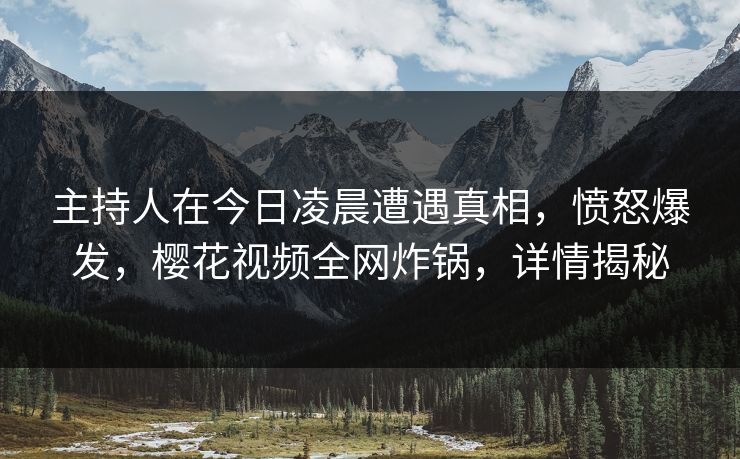 主持人在今日凌晨遭遇真相，愤怒爆发，樱花视频全网炸锅，详情揭秘