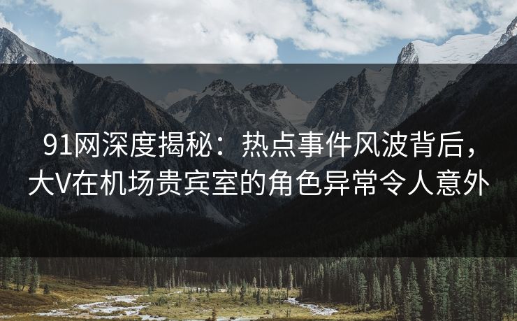 91网深度揭秘：热点事件风波背后，大V在机场贵宾室的角色异常令人意外