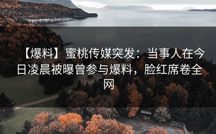 【爆料】蜜桃传媒突发：当事人在今日凌晨被曝曾参与爆料，脸红席卷全网