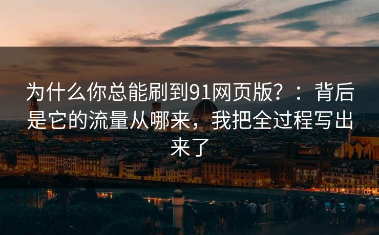 为什么你总能刷到91网页版？：背后是它的流量从哪来，我把全过程写出来了